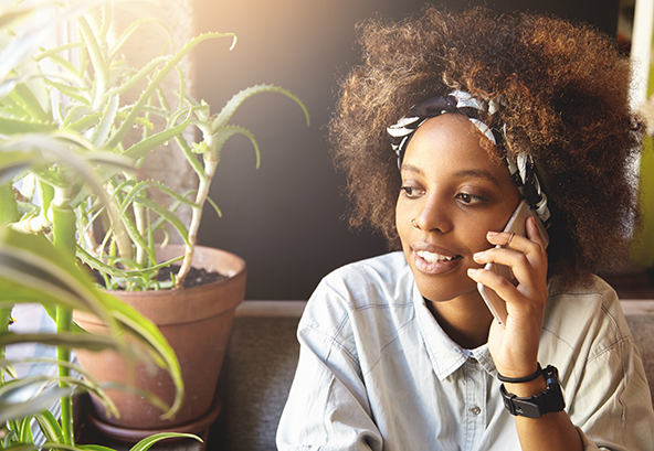 Woman talks on the phone